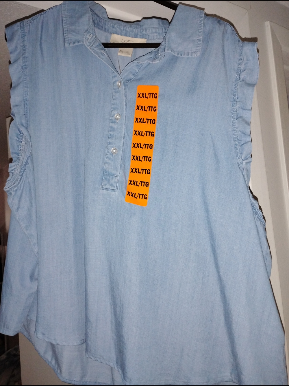 LOFT Light Blue Sleeveless Chambray Top